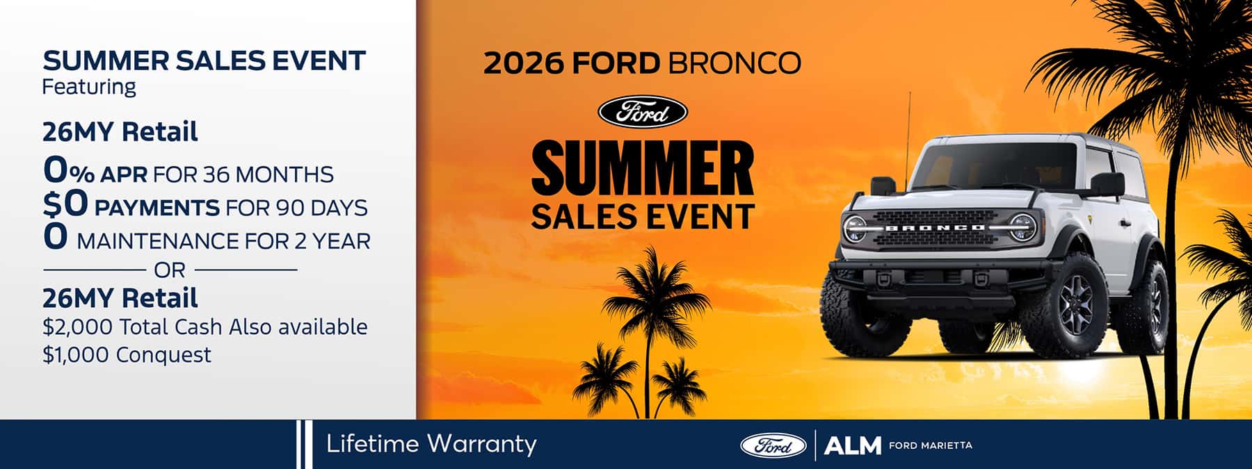 Ford bronco 0 apr 0 payments for 90 days 0 maintenance for 2 year ALM Ford Marietta
