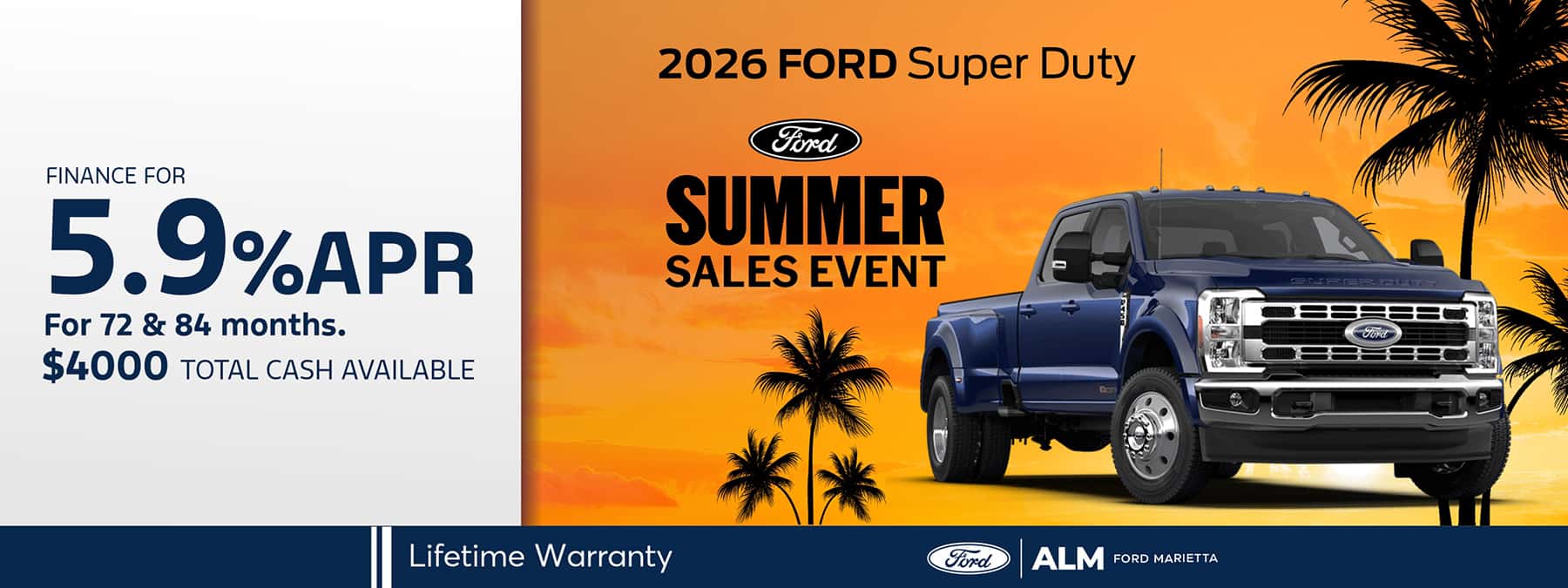 Ford Super Duty 5.9% apr 72 or 84 months and 4000 total cash available ALM Ford Marietta - Marietta, GA
