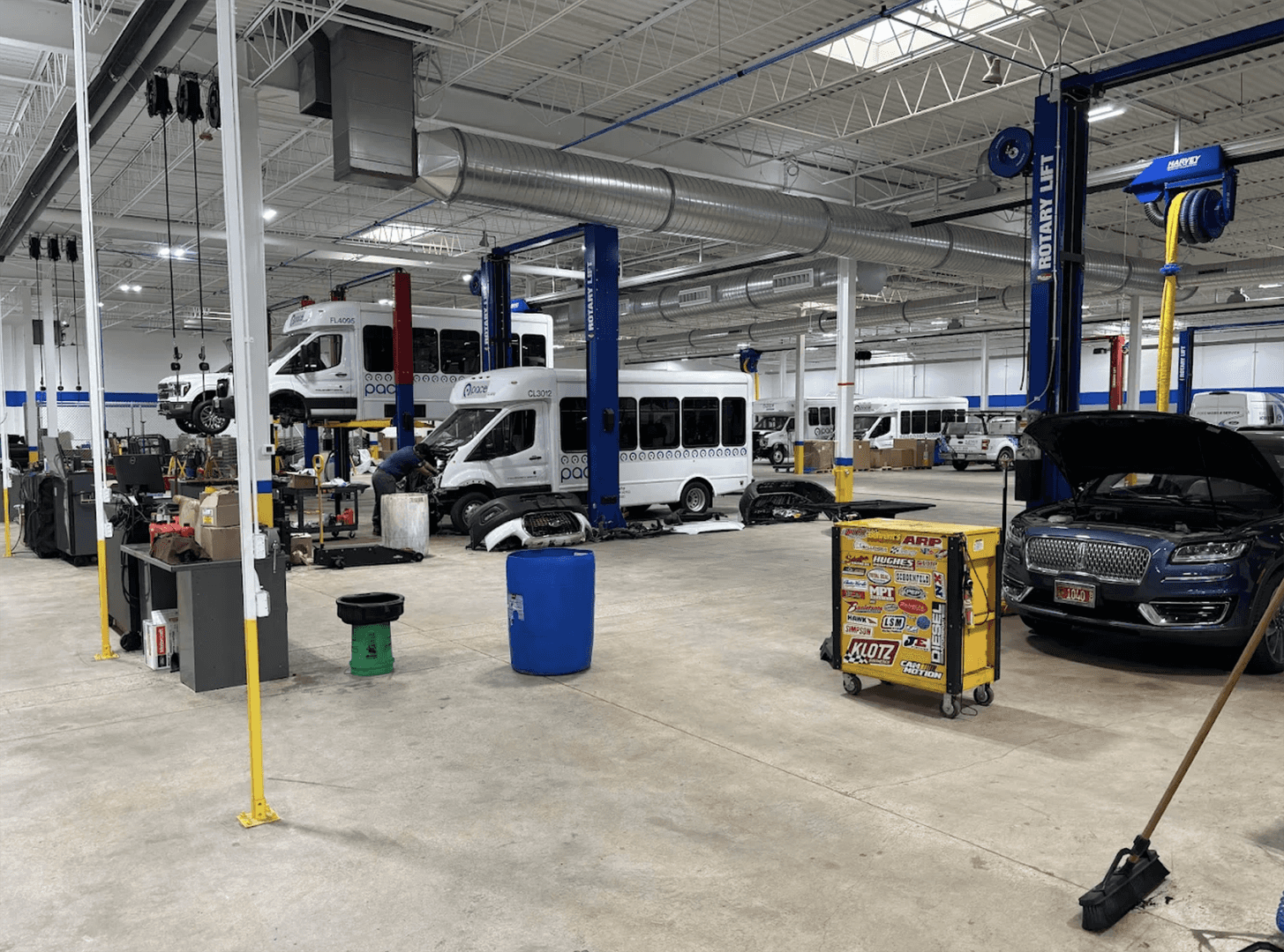 Inside of the body shop