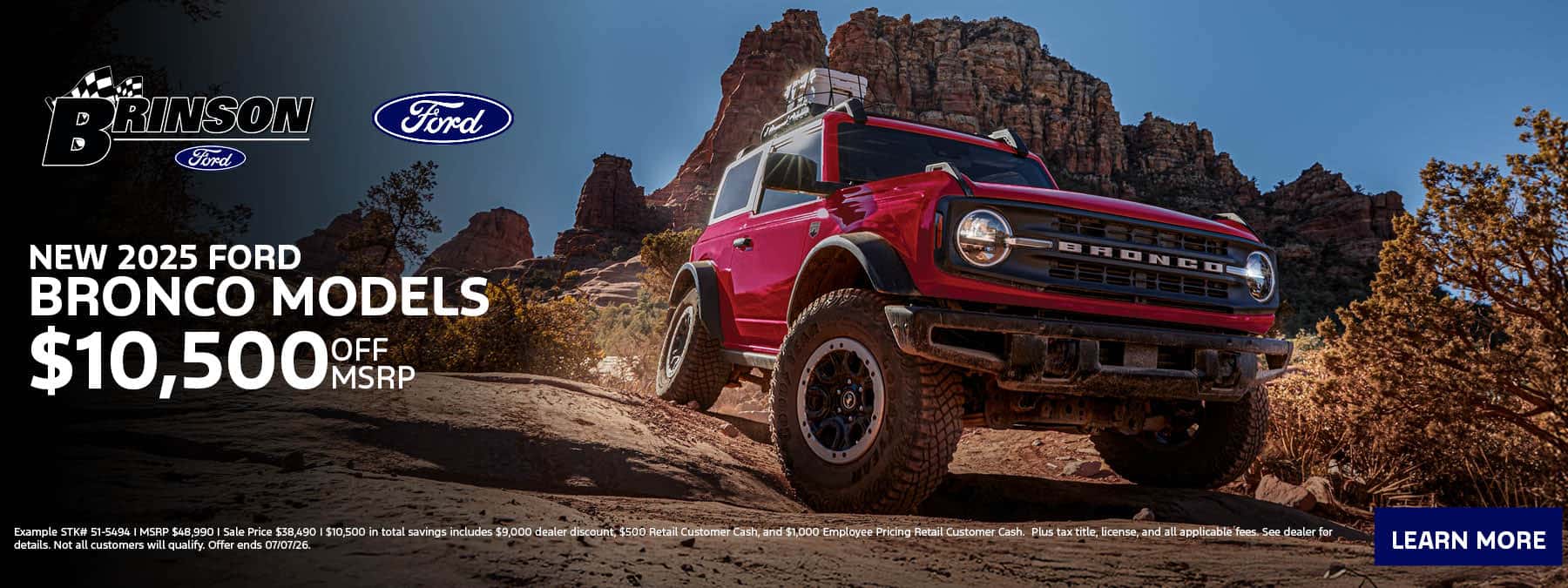 Get $10,500 OFF MSRP On NEW 2025 FORD BRONCO MODELS