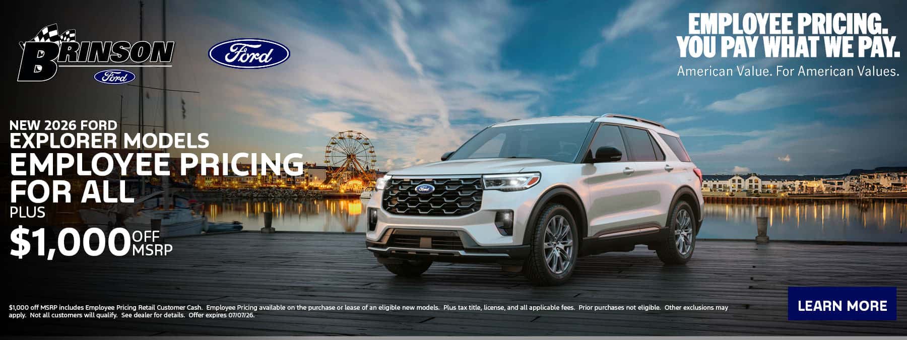 Employee Pricing on New 2026 Ford Explorer Models