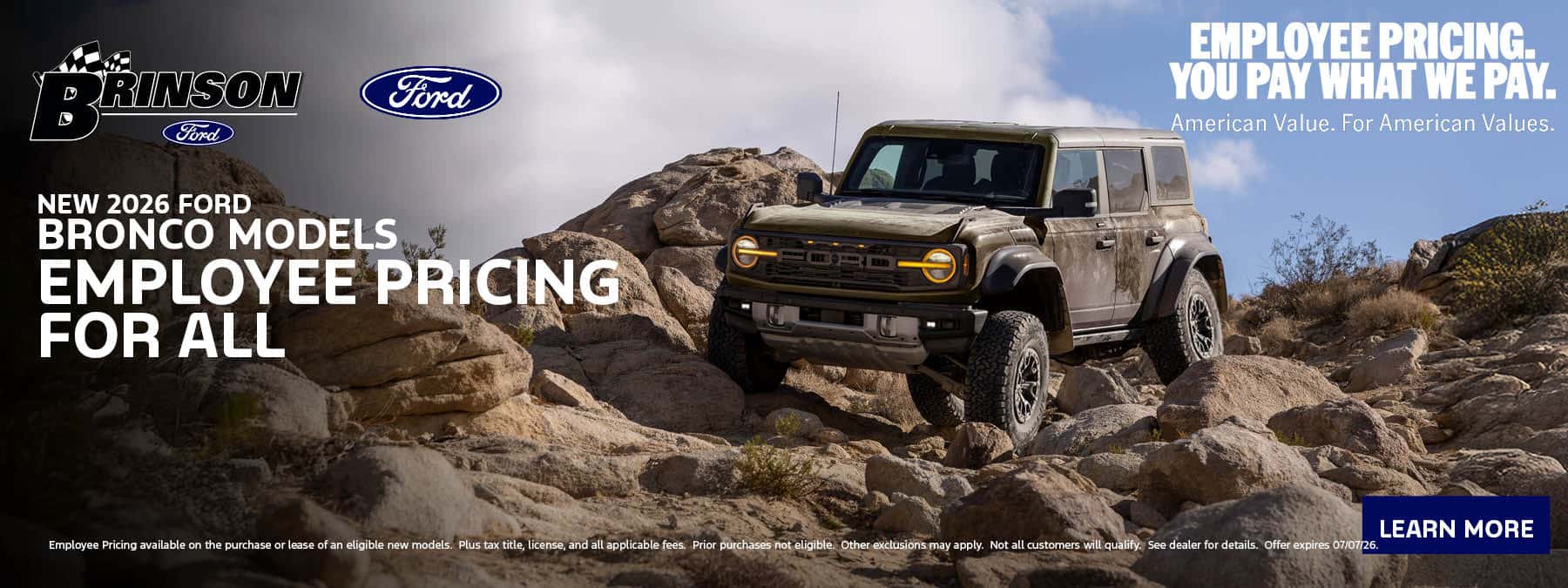 Employee Pricing on New 2025 Ford Bronco Models