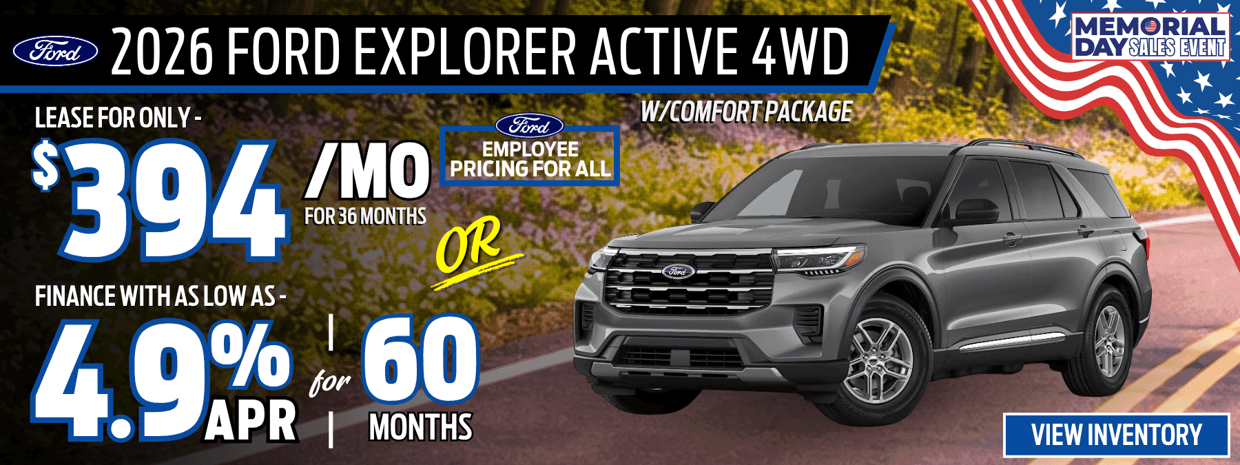 ford explorer lease apr offer memorial day 2026