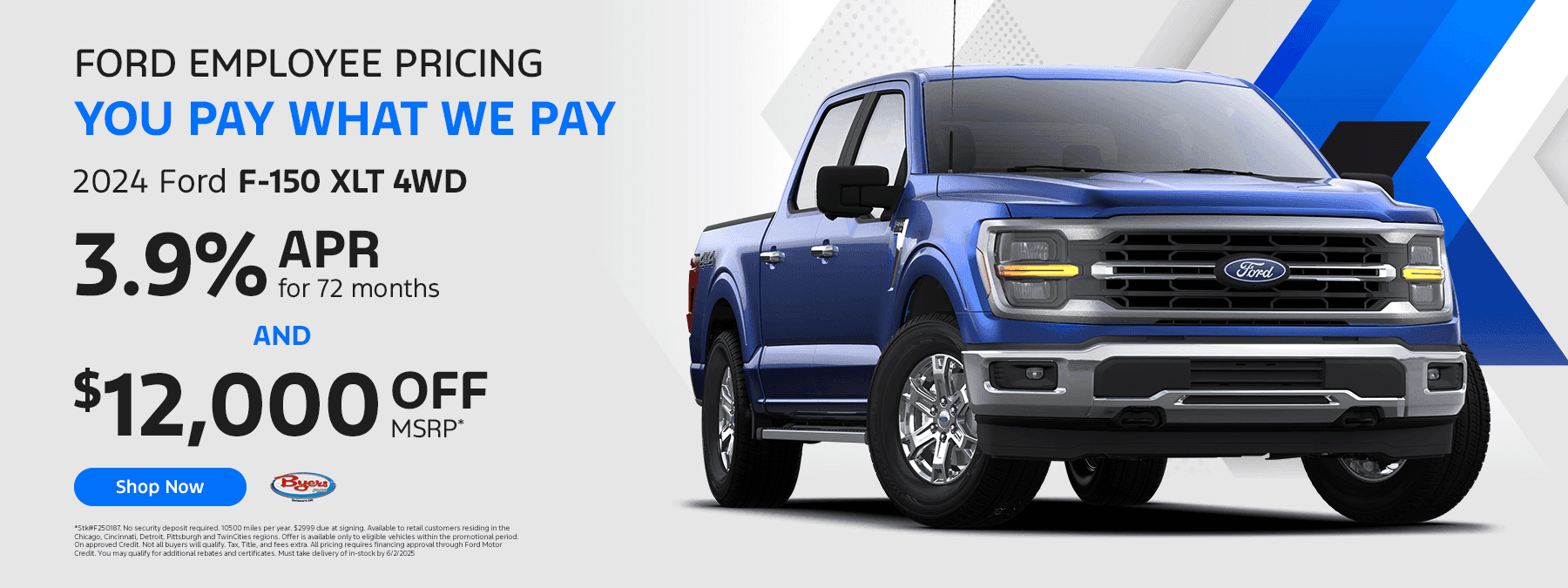 2024 Ford F-150 XLT 4WD 3.9% APR for 72 months Or $12,000 off MSRP*