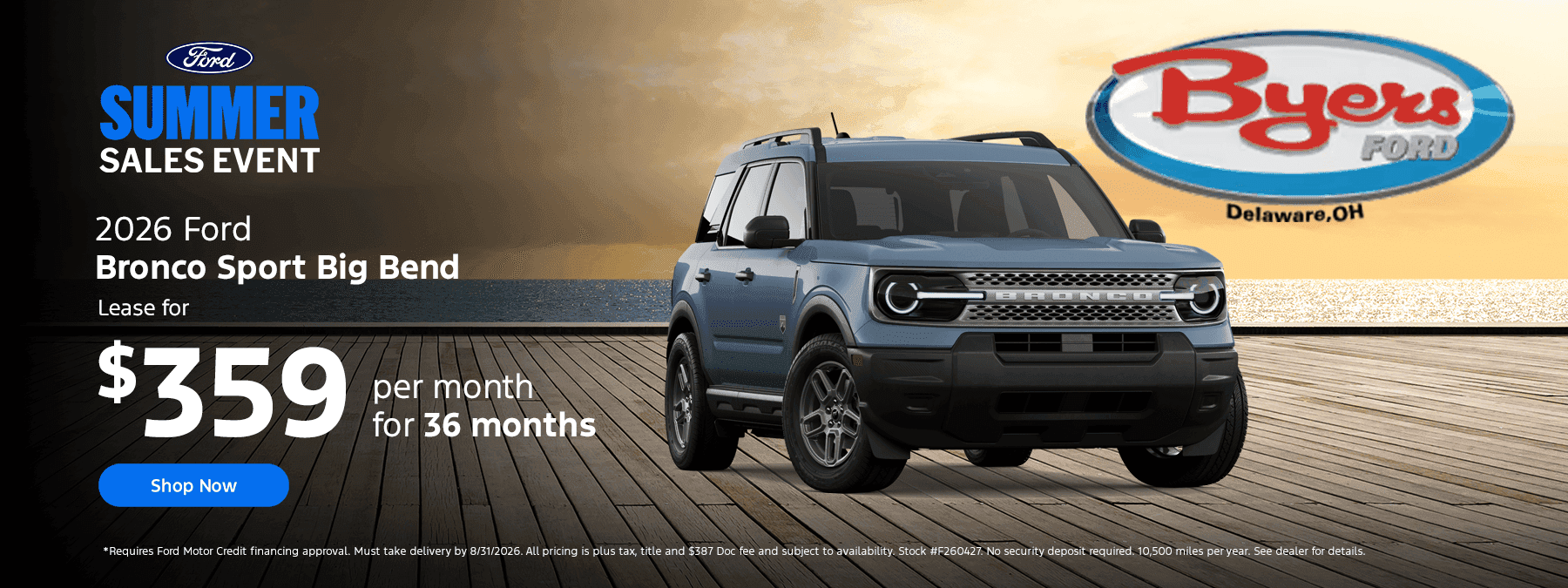 2026 Bronco Sport Big Bend Lease for $359 per month for 36 months