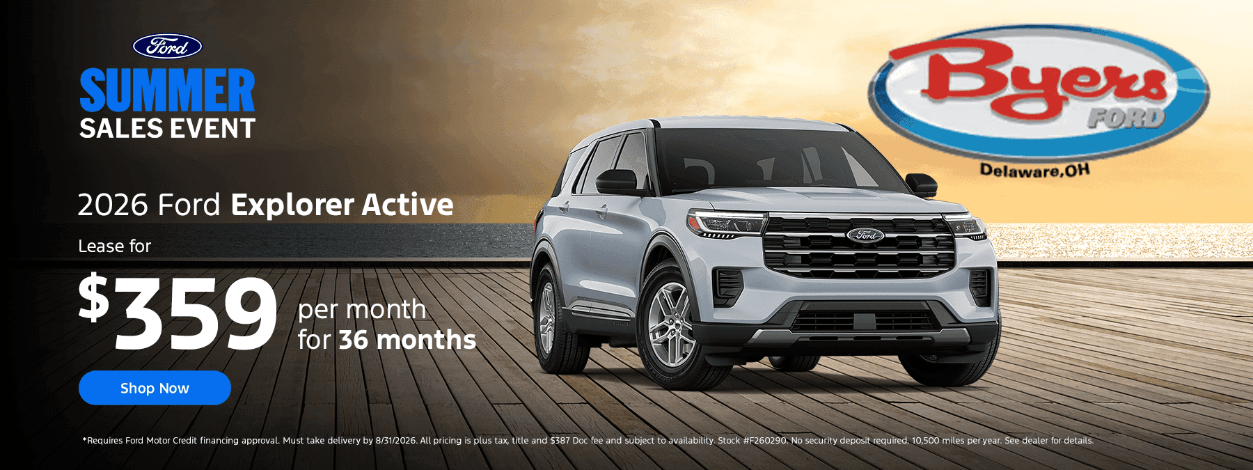2026 Explorer Active Lease for $359 per month for 36 months