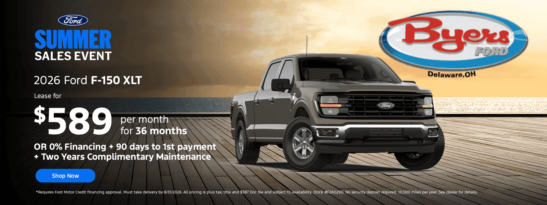 2026 F-150 XLT Lease for $589 per month for 36 months