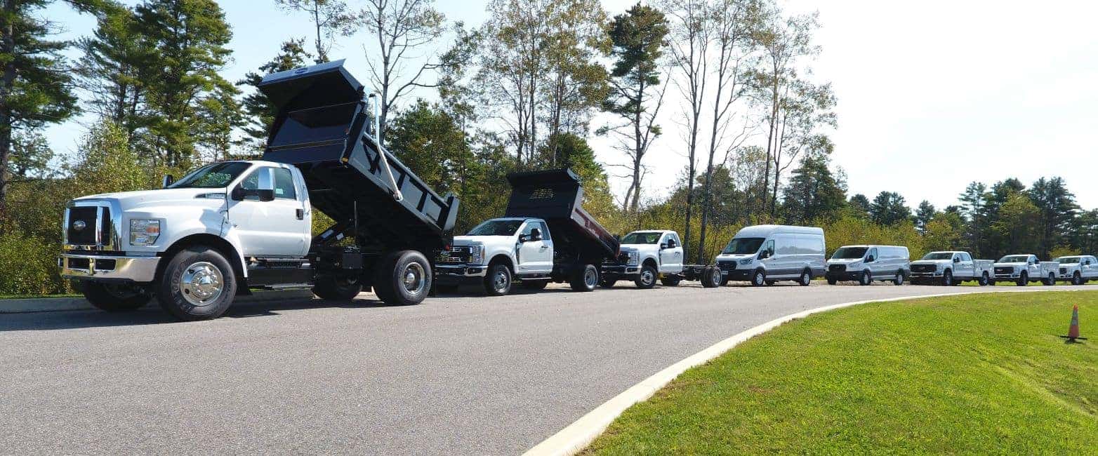 Lineup of Ford commercial vehicles