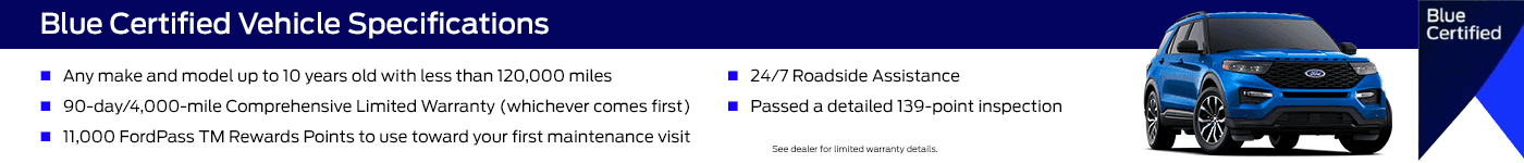 Blue Certified Vehicle Specifications