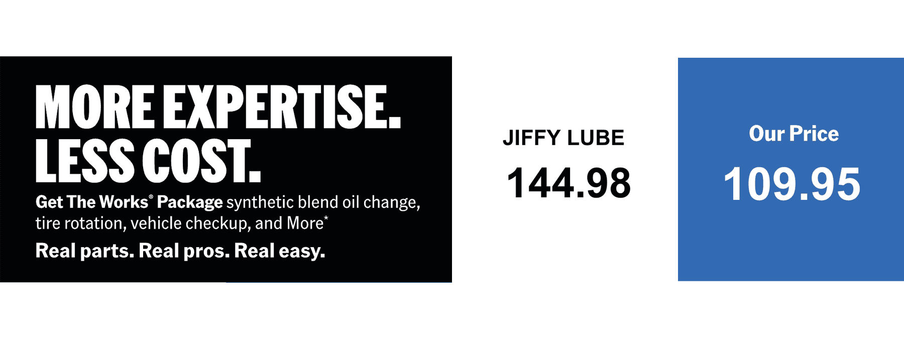 Get The Works Package synthetic blend oil change, tire rotation, vehicle checkup, and More*