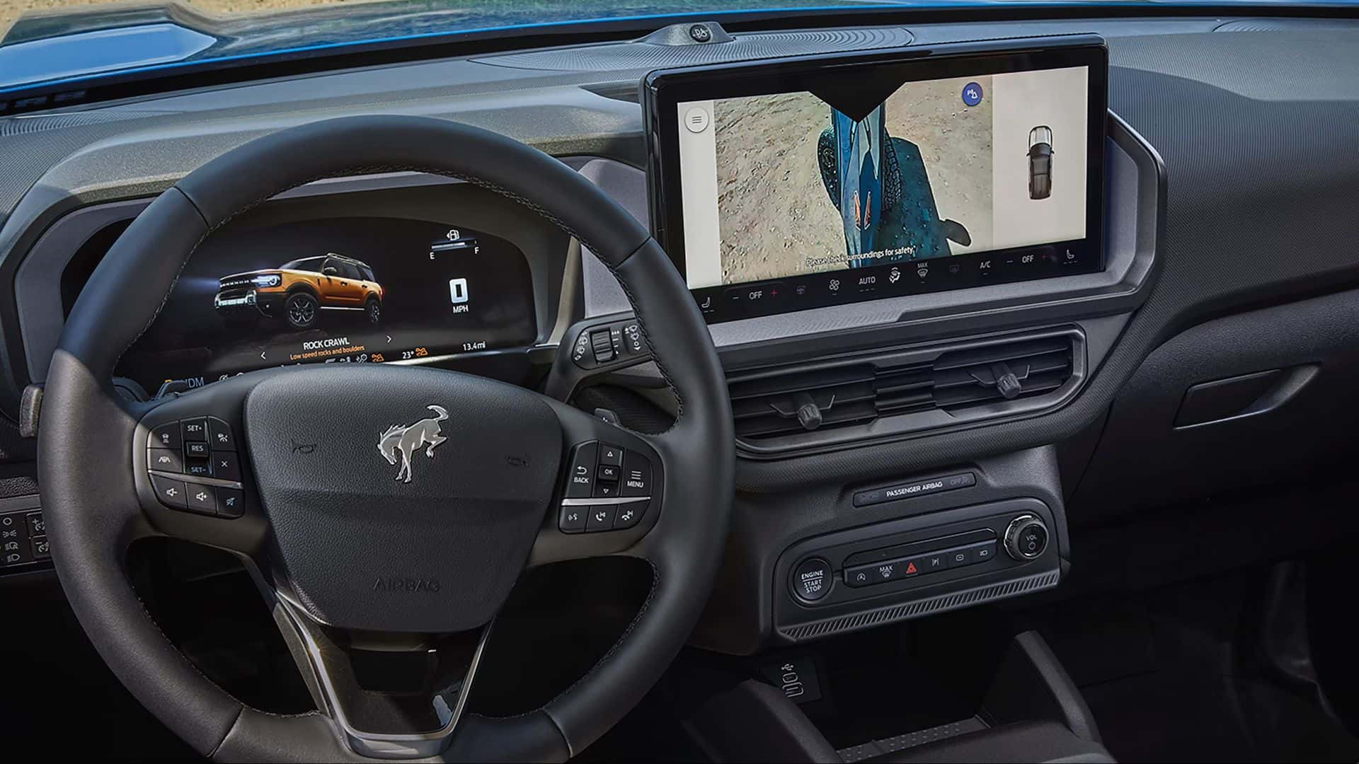 interior shot of the camera view hooking up to a trailer