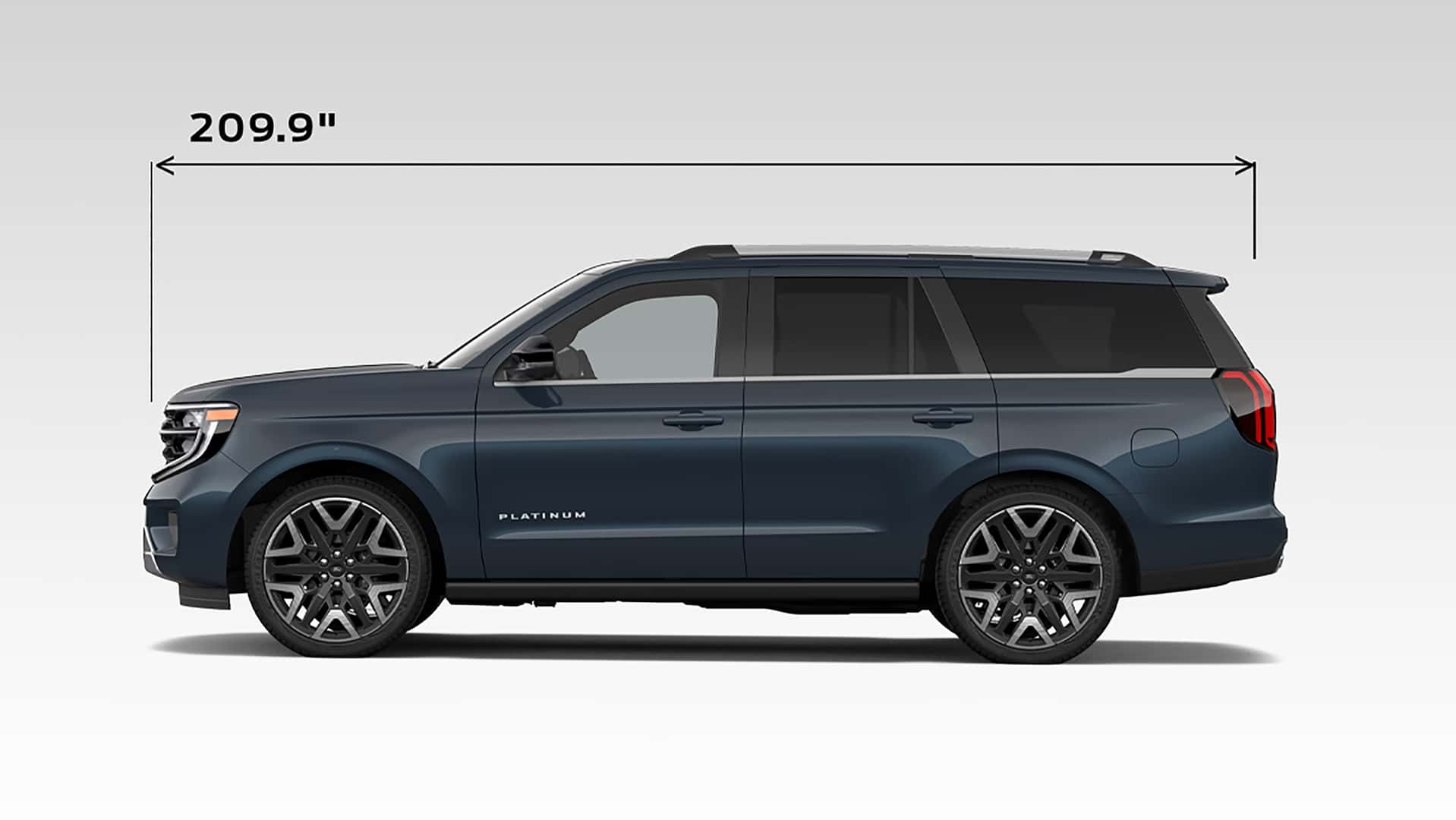exterior side view with dimensions on a 2026 ford expedition
