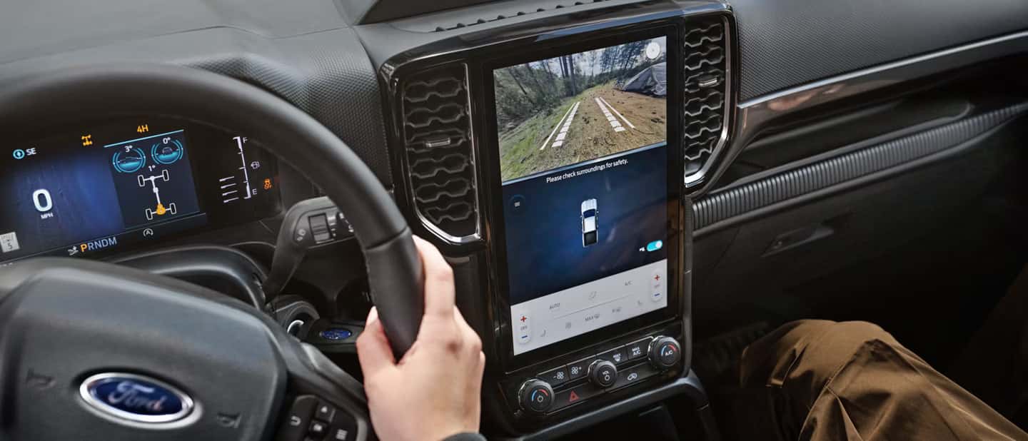 advanced tech close up in the cockpit of a 2026 ford ranger