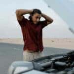 Overheating car on the side of the road