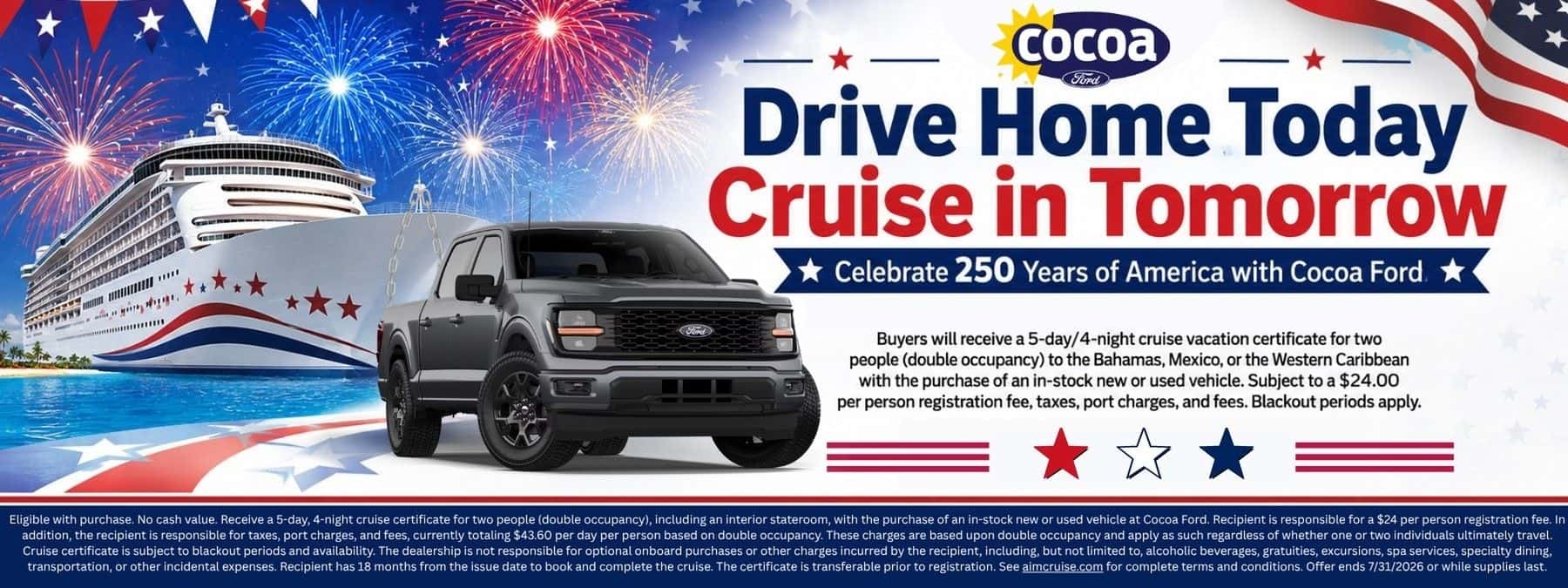 Cocoa Ford | July Cruise Offer