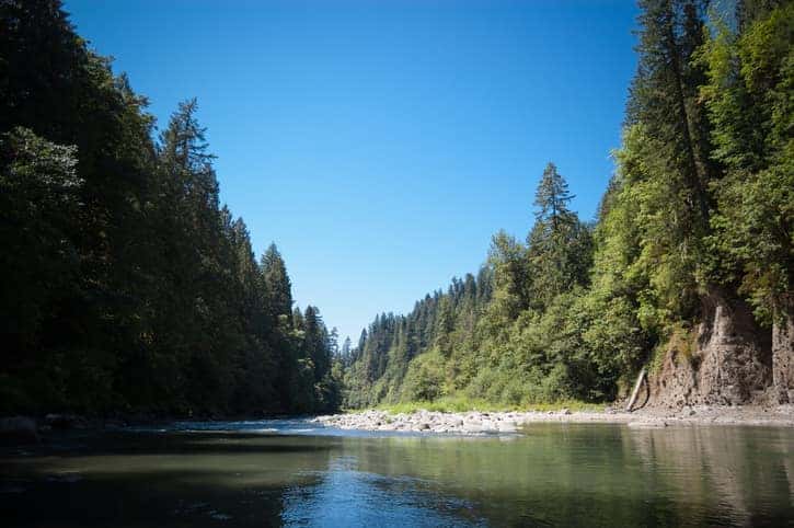Calm Sandy River in Sandy, Oregon