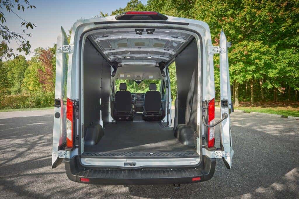 View of the Rear Cargo Area in the Ford Transit Van