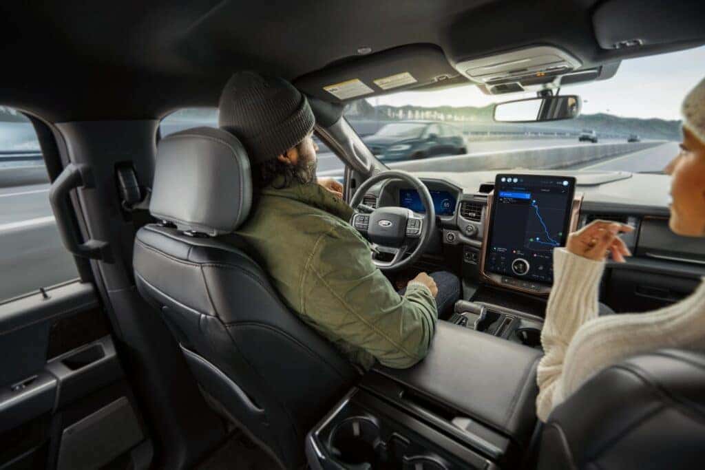 Driving in the Ford F-150 Lightning with BlueCruise Hands Free Driving