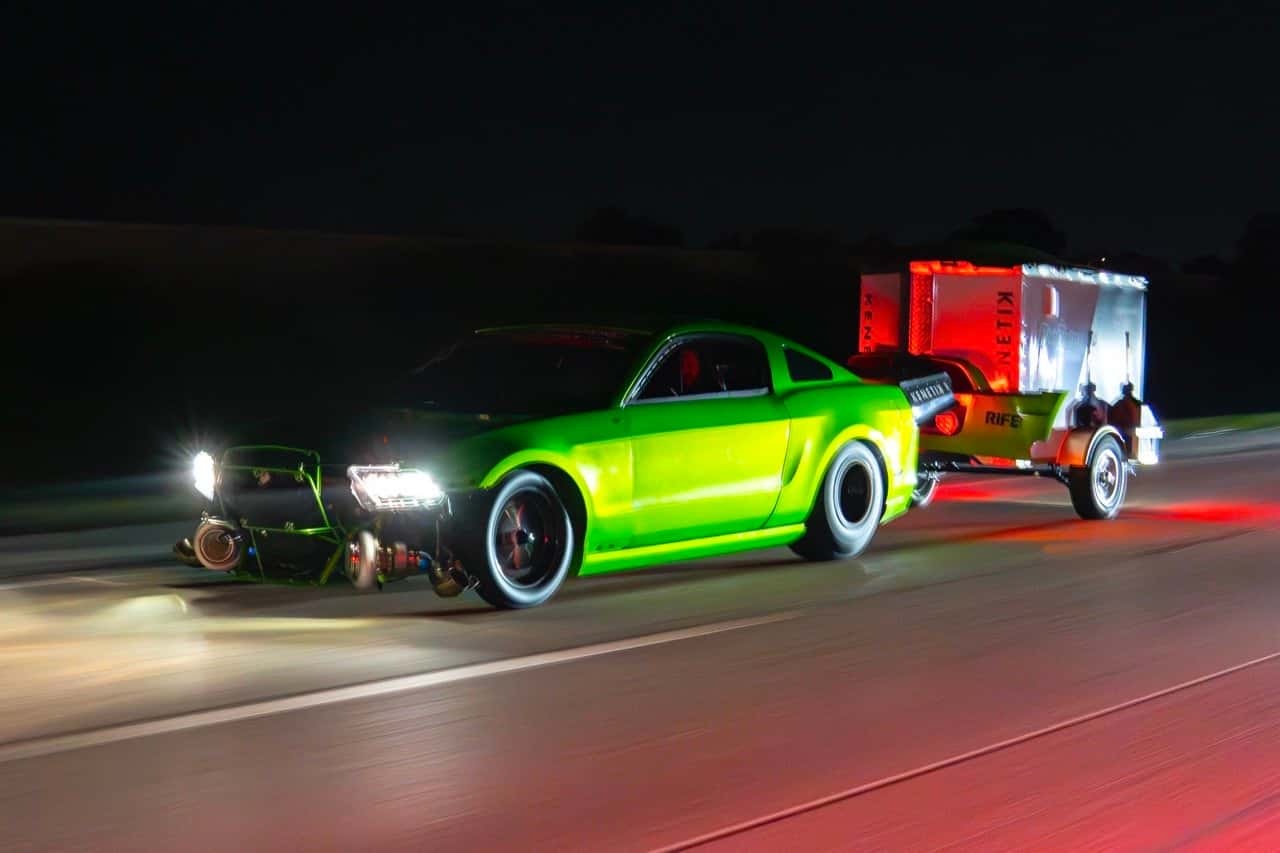 Ford Mustang Snot Rocket at Sick Week 2025 Towing at Night