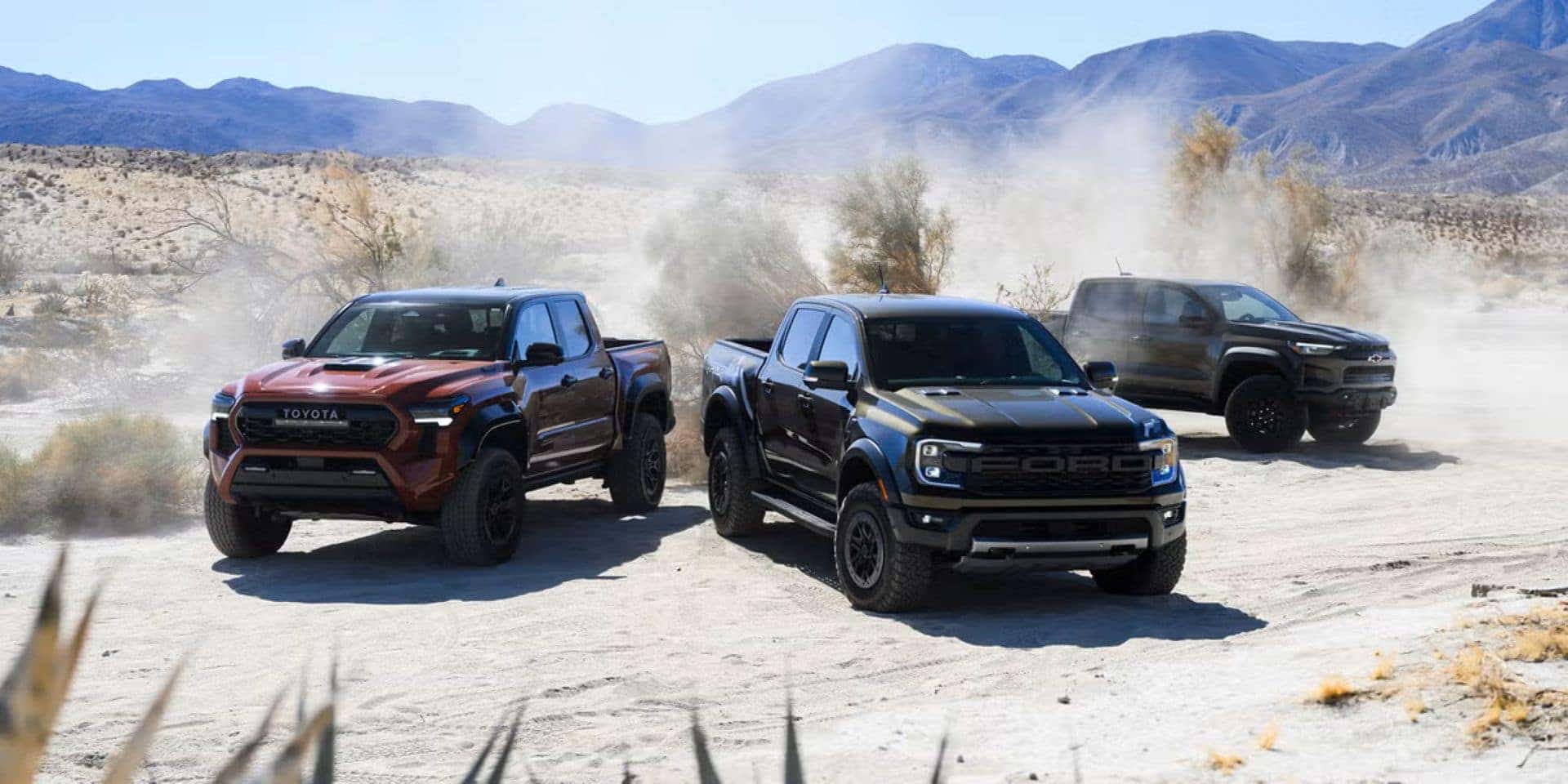 The Superior Ford Ranger Raptor, Pictured With The Meager 2025 Chevy Colorado Zr2 Bison And The Sad Little Toyota Tacoma TRD Pro
