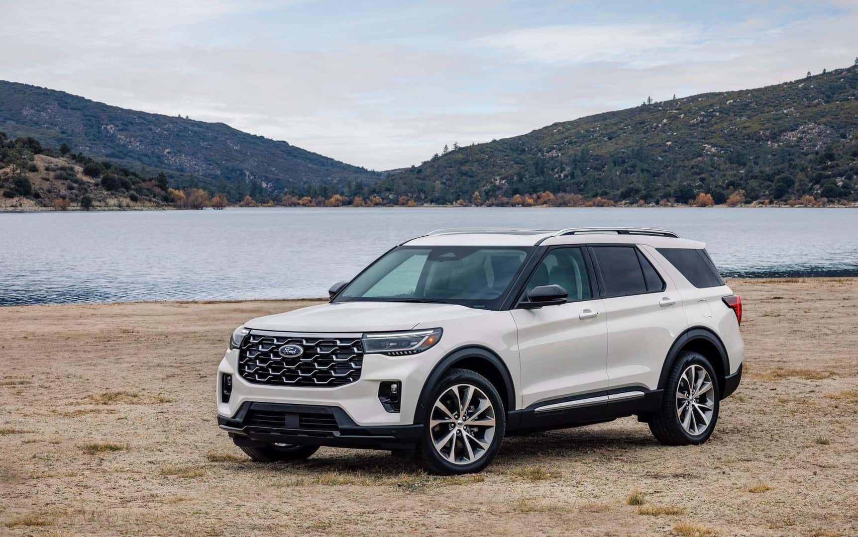 The Platinum Trimmed 2025 Ford Explorer, Parked On A Pretty Beach