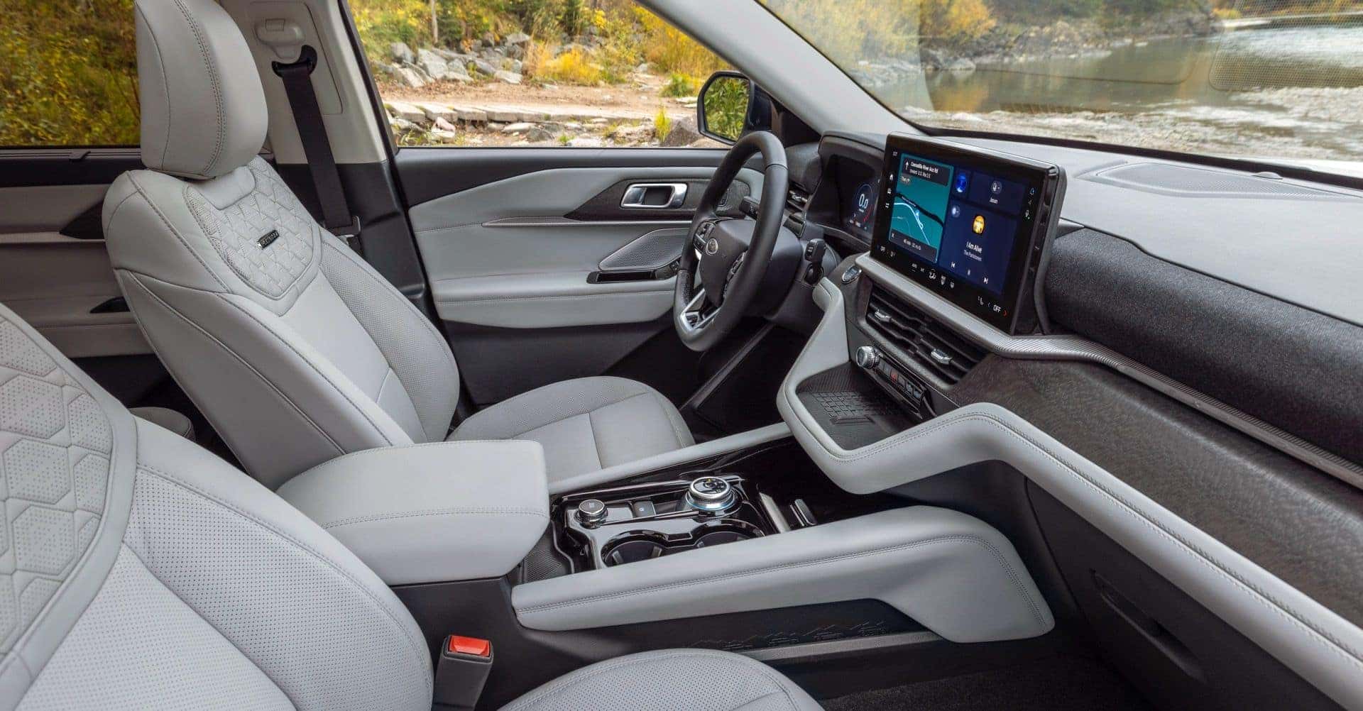 The Fancy And Luxurious Front Interior Of The Platinum Trimmed 2025 Ford Explorer