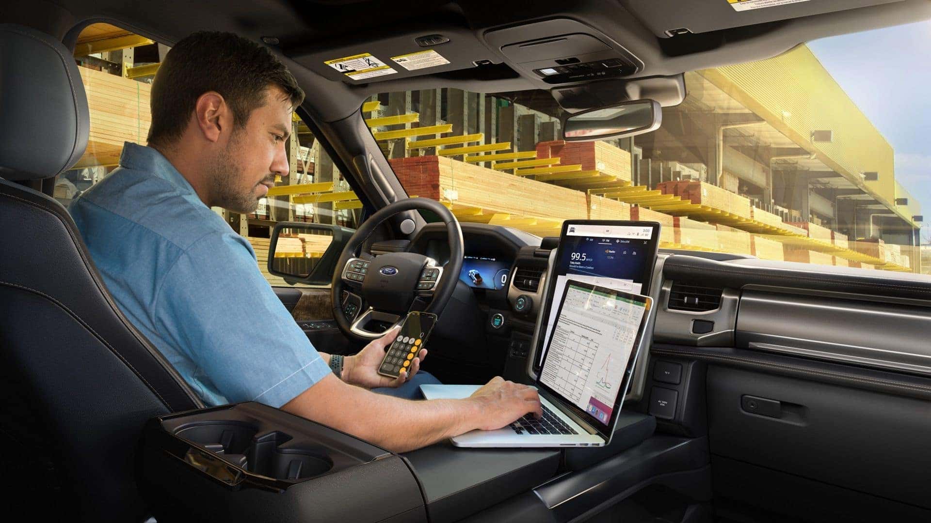 The Convenient Workspace Of The Ford F-150 Lightning's Interior