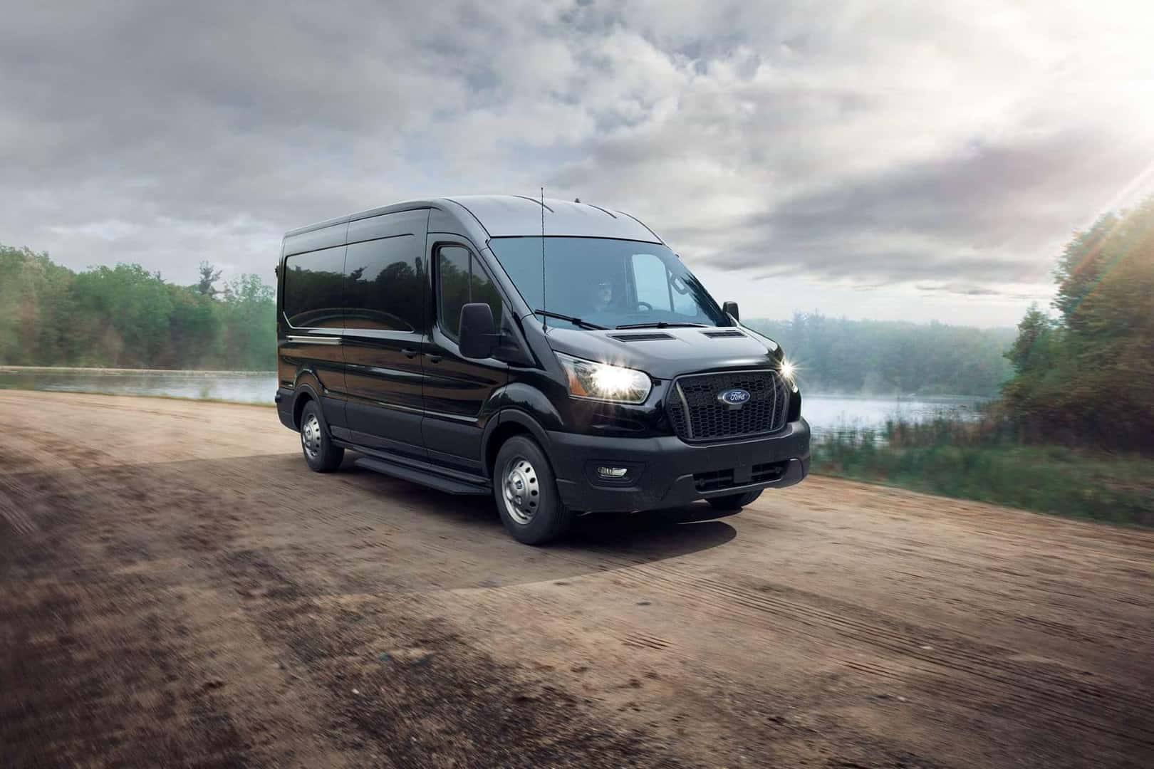 The Roomy And Powerful 2025 Ford Transit 350 Van, Cruising On The Dirt Road