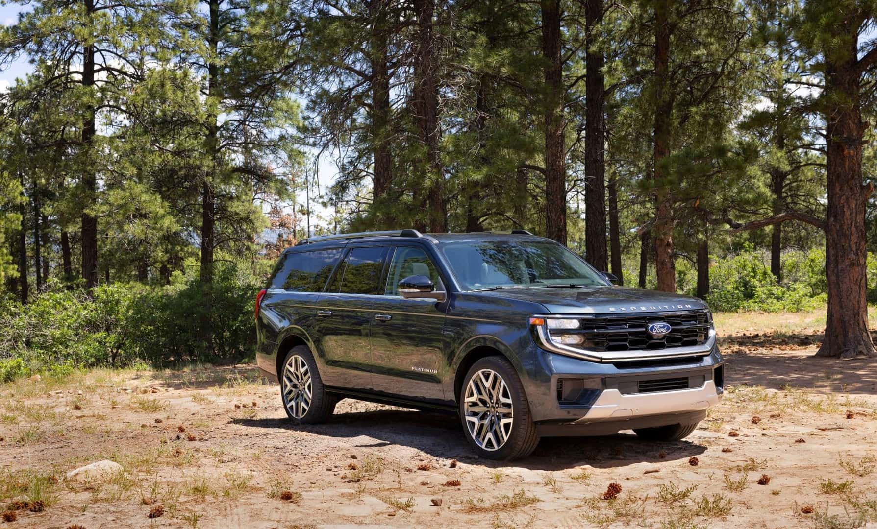 The Ford Expedition, Flawless With Its New Upgrades, Driving Off-Road Out Of A Forest