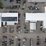 Drone Image of Diehl Auto's facility with solar panels on the roof.
