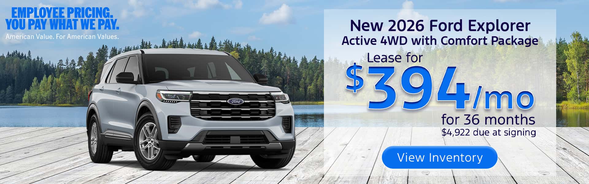 New 2026 Ford Explorer Active 4WD with Comfort Package