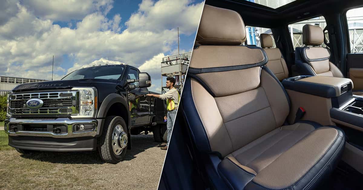 The exterior and interior of a Ford Super Duty
