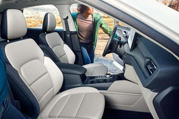 Interior view of the front row seats in Ford Escape