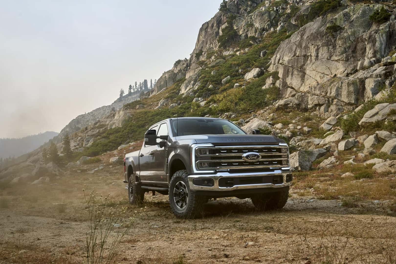 Ford Super Duty truck parked on cliff from Ford Super Duty dealership in Upland CA