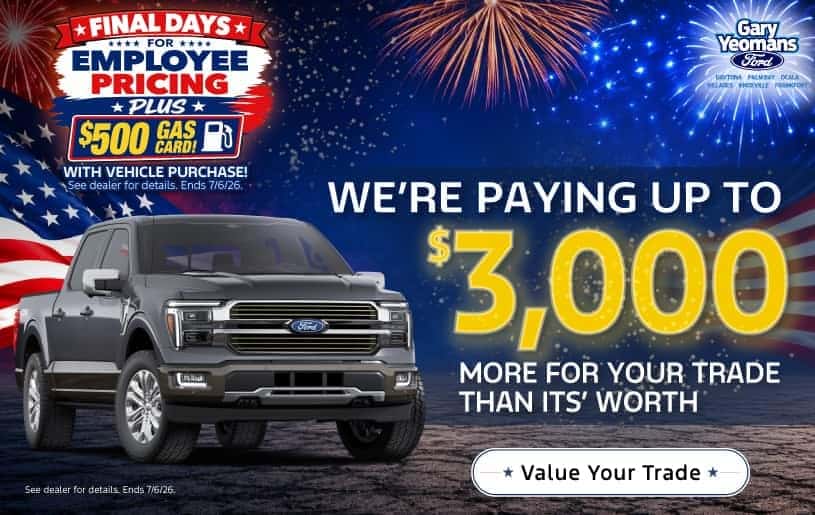 We’re paying up to $3,000 MORE FOR YOUR TRADE THAN IT’S WORTH!  
