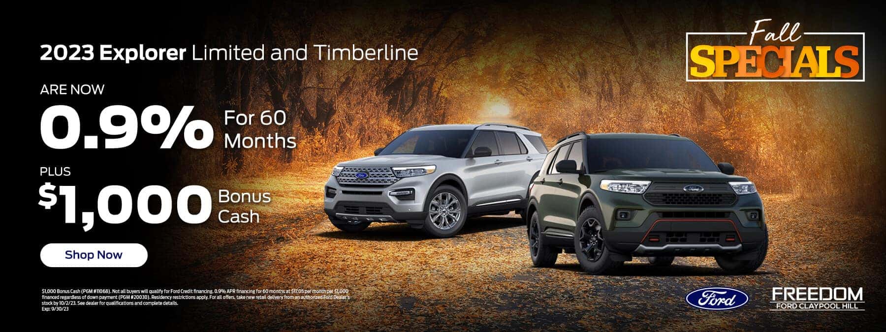 2023 Explorer Limited and Timberline are now 0.9% for 60 months