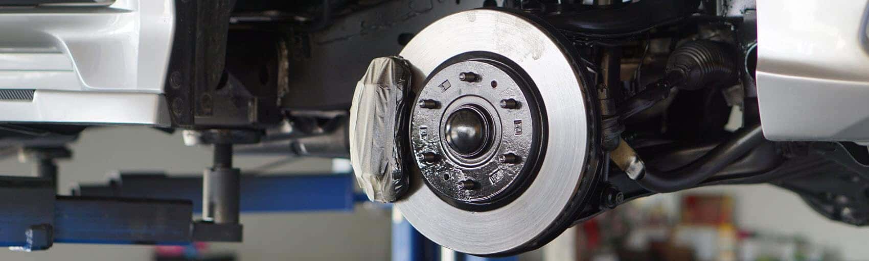 Close up view of a vehicle's brake system