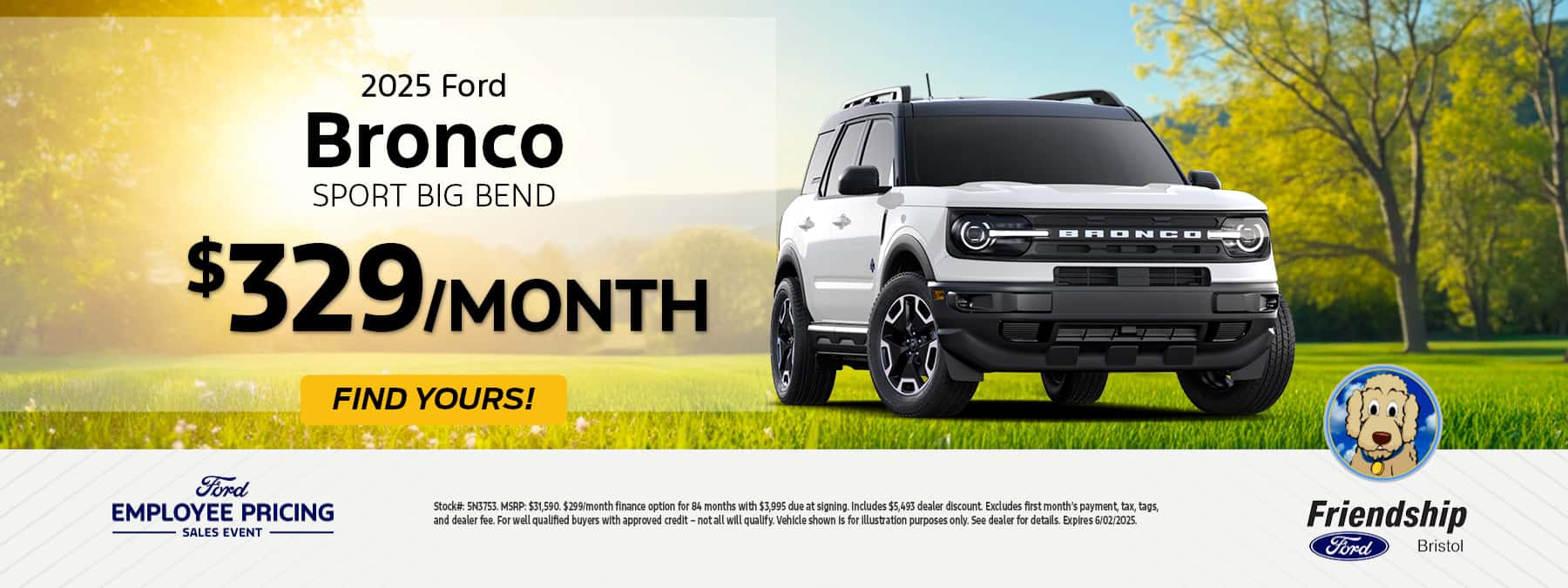 2025 Ford Bronco Sport $329/mo!