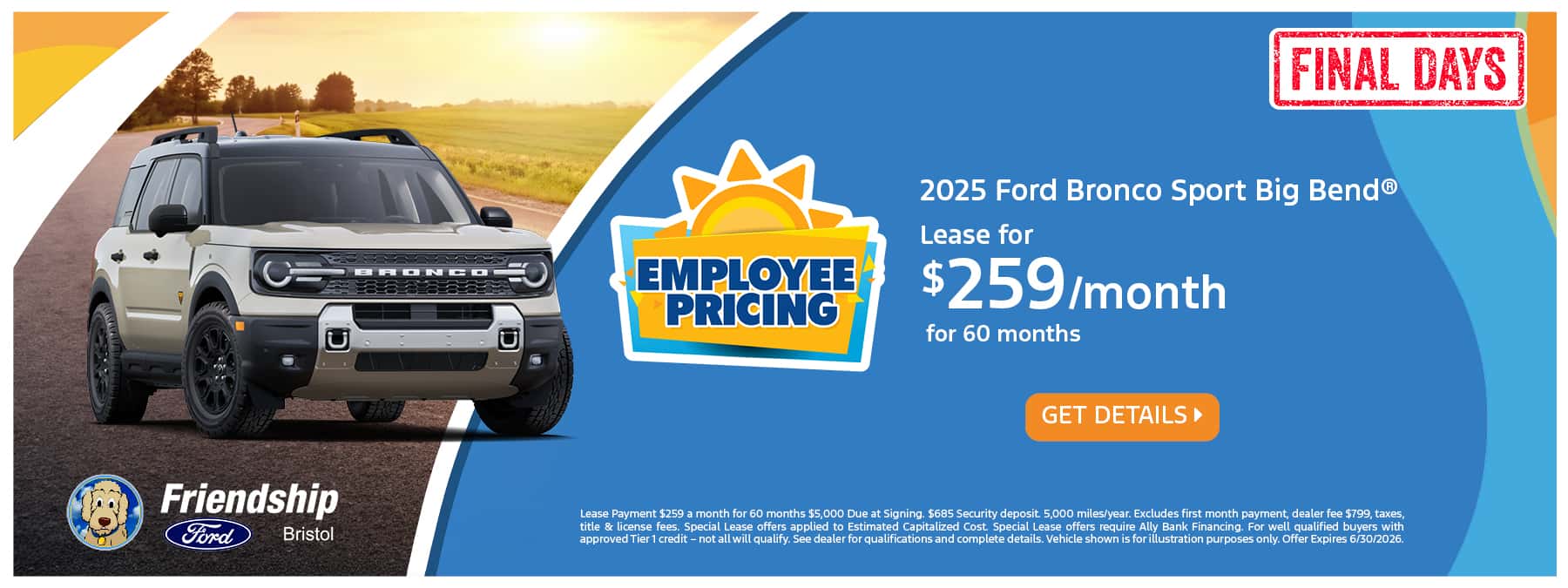 2025 Bronco Sport for $259/mo!