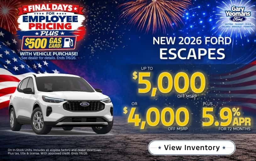 New 2026 Ford Escapes in-stock: Up to $5,000 off MSRP! Or $4,000 off MSRP + 5.9% APR / 72 months! 