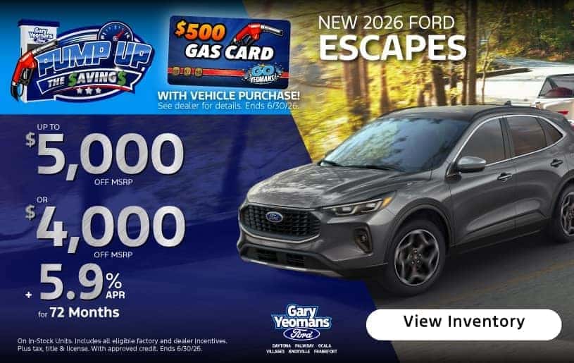 New 2026 Ford Escapes in-stock: Up to $5,000 off MSRP! Or $4,000 off MSRP + 5.9% APR / 72 months! 
