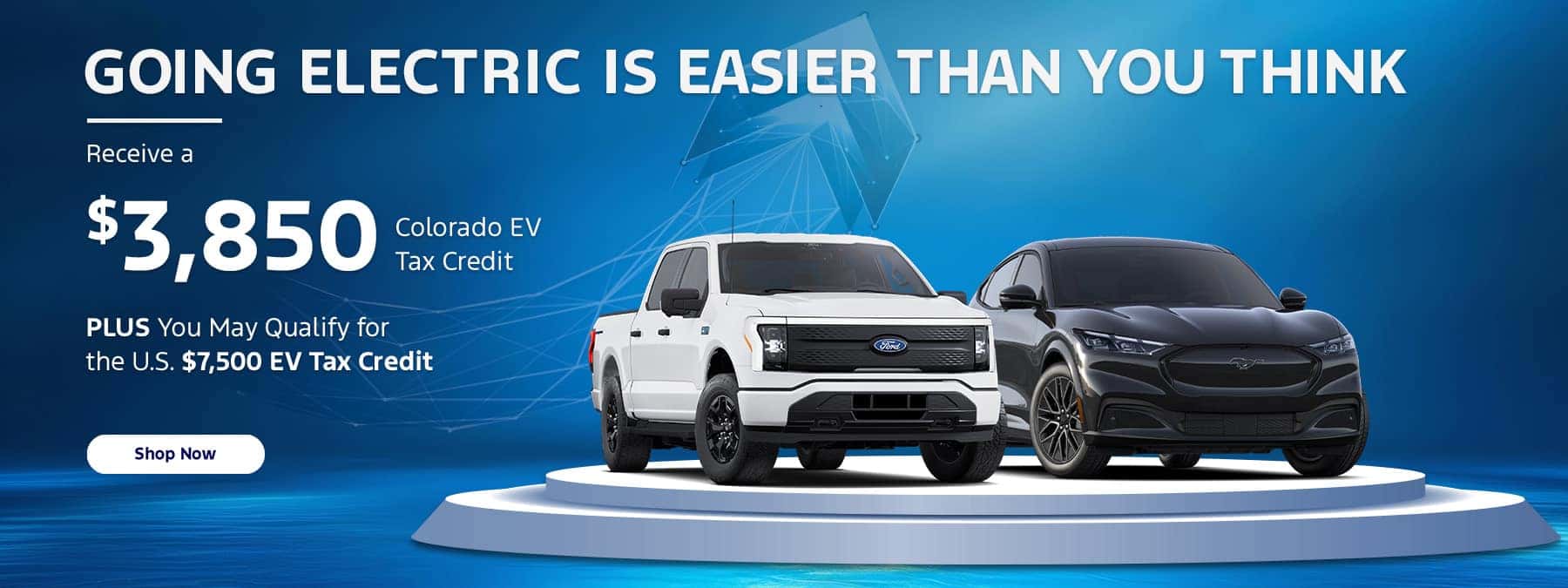 Going Electric is Easier Than You Think Receive a $3,850 Colorado EV Tax Credit PLUS You May Qualify for the U.S. $7,500 EV Tax Credit