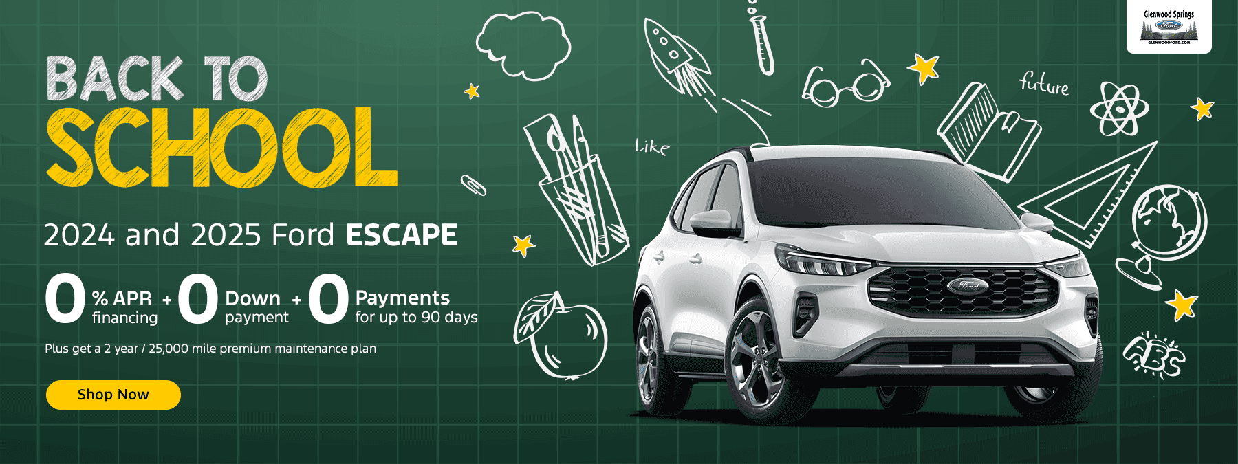 2024 and 2025 Ford Escape 0% APR Financing PLUS $0 Down Payment PLUS 0 Payments for up to 90 Days Plus Get a 2 Year/25,000 Mile Premium Maintenance Plan