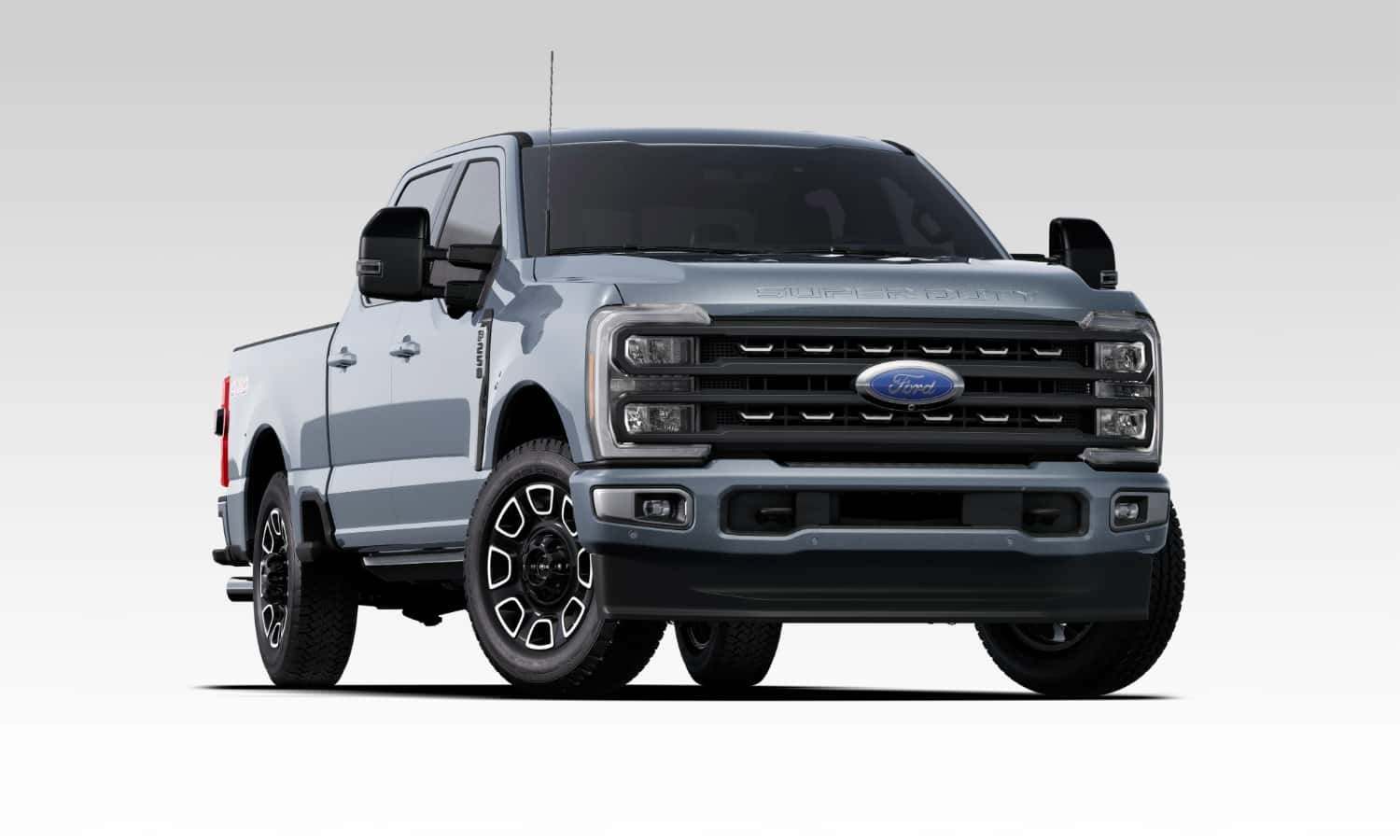Ford Super Duty F-250 crew cab pickup in light gray