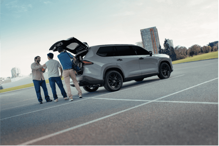 Silver SUV with open liftgate at Goode Motor Ford in Burley, Idaho, representing new Ford SUV inventory