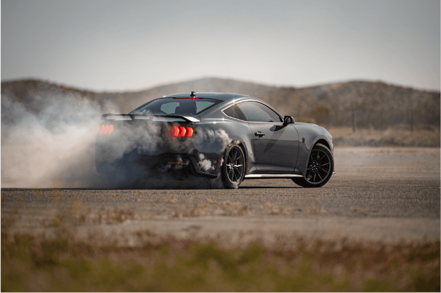 2026 Ford Mustang Dark Horse doing a burnout