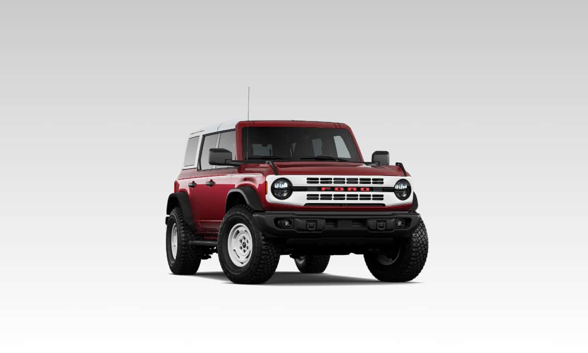 2026 Ford Bronco 4WD 2026 Ford Bronco Heritage Edition four-door in Ruby Red, built with standard four-wheel drive