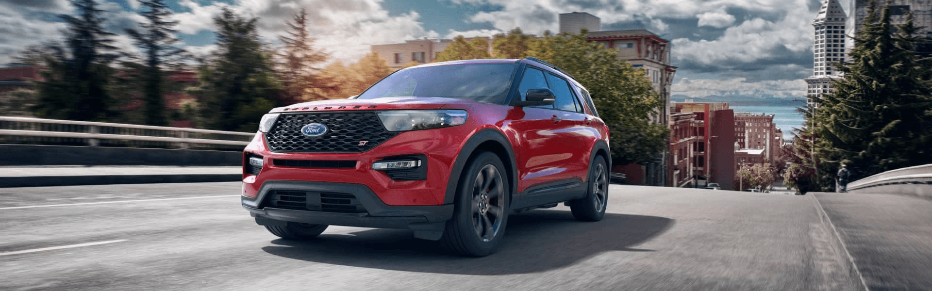 Red Explorer on street