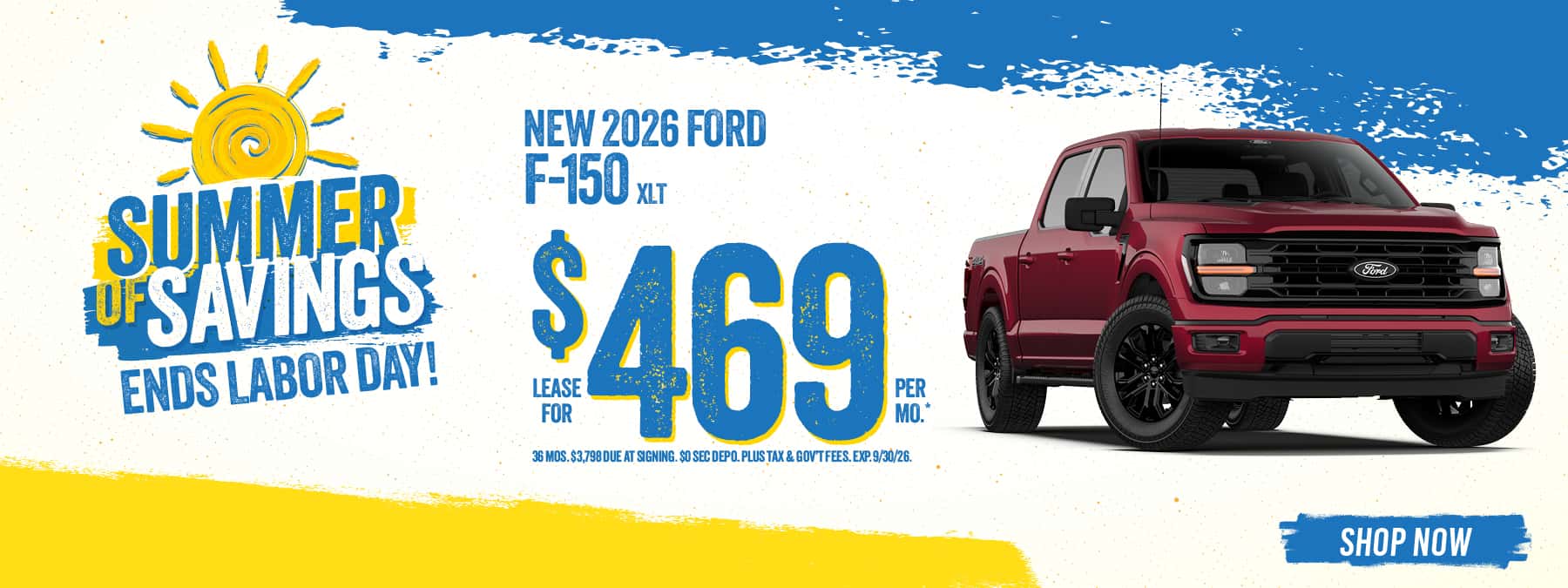 NEW 2026 FORD F-150 XLT LEASE FOR $469 PER MO.*