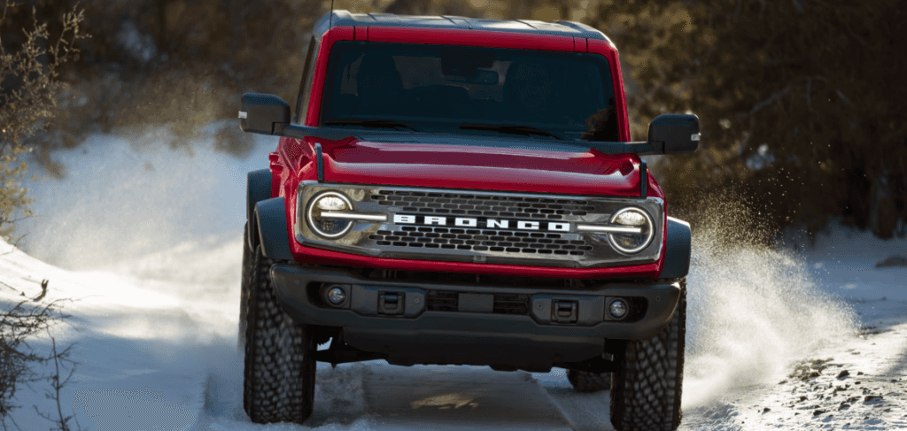 bronco in snow